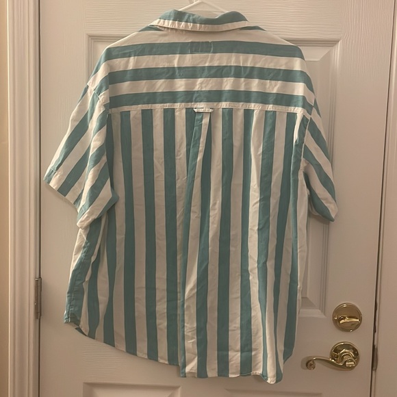 Mint & White Striped Beach Cotton Button Down - Picture 5 of 10